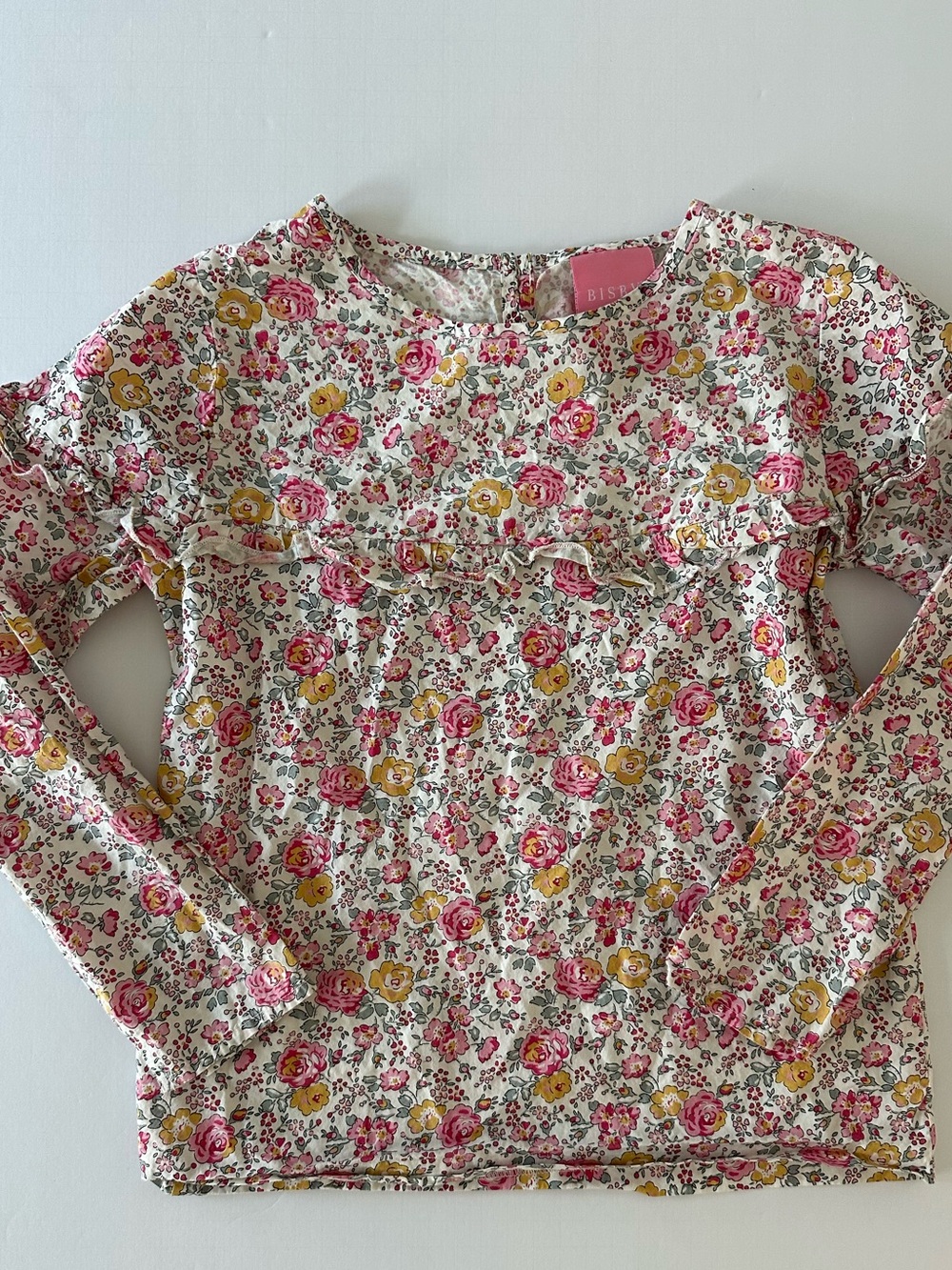 BISBY Girls Long Sleeve Floral Blouse Size 10 Cotton Multicolor